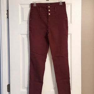 Charlotte Russe High Waisted Maroon Jeans